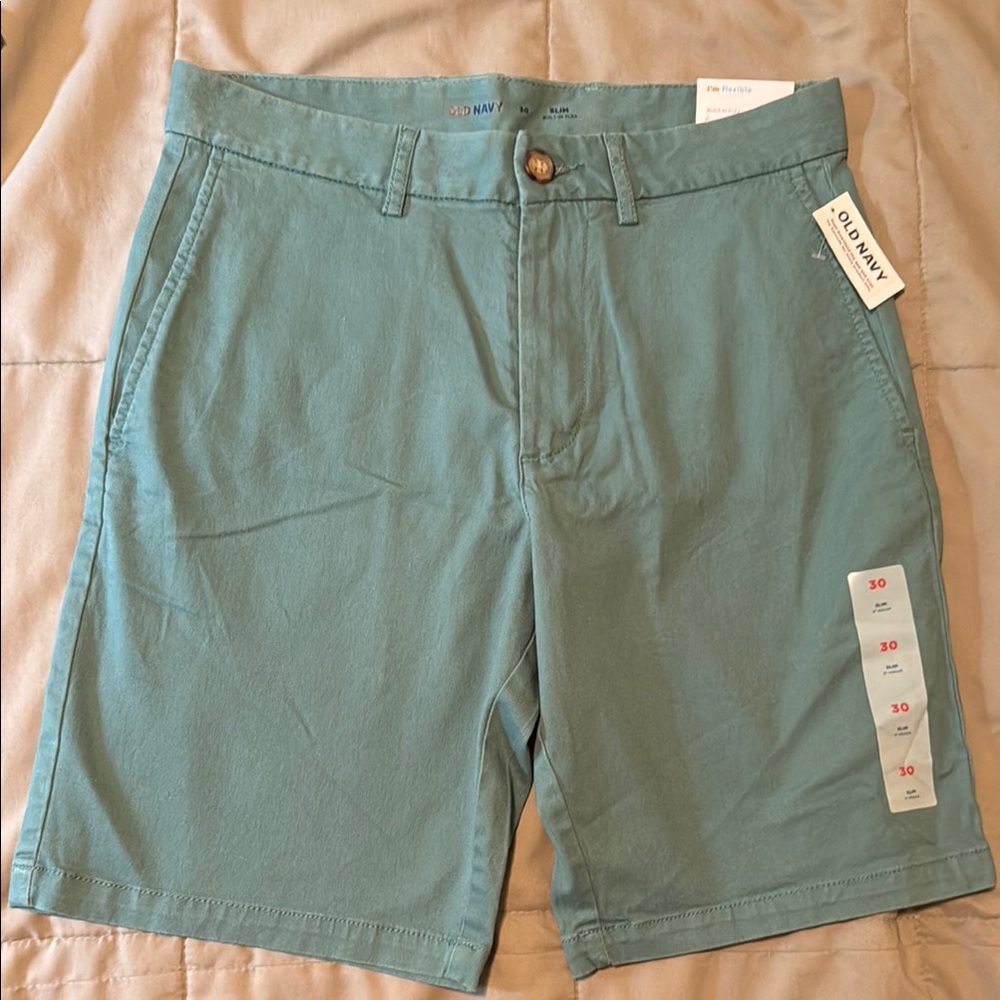 Old Navy Green Flat Front Shorts Size 30 NWT